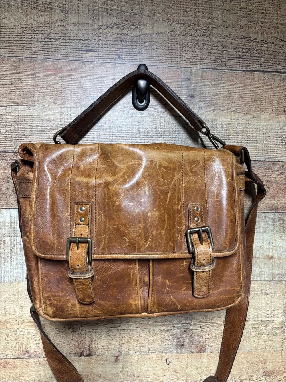 ONA The Prince Street Brown Leather Camera Messenger Laptop Bag antique cognac